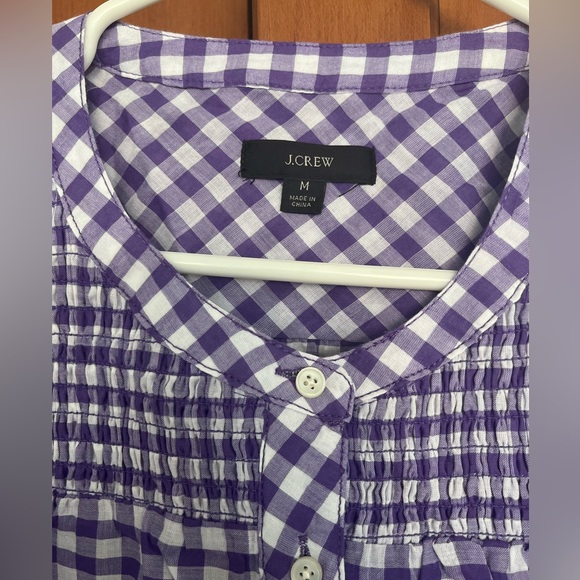 J Crew NEW purple gingham summer top M - Picture 2 of 4